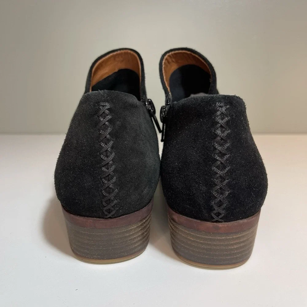 Lucky‎ Brand Women's Suede Brett Boots Black Mid Heel 7.5